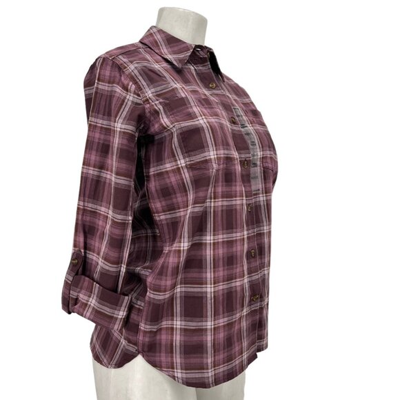 NWT Carhartt Women's Fairview Casual Button Down Plaid Long Sleeve Shirt Size XS - Picture 1 of 12